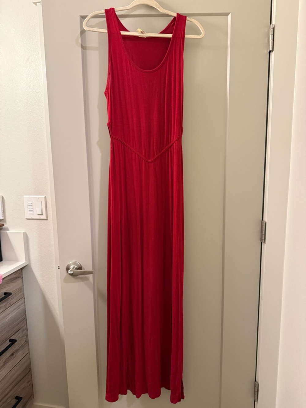 Birdcage Red Maxi Dress BohoStyle Soft Jersey Lounge - Size S